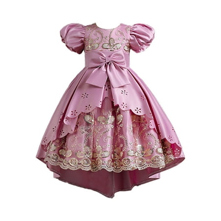 

APEXFWDT 3-11T Toddler Girls Bowknot Dresses Baby Embroidery Gown Dress Flower Girls Tutu Dress Baby Kids Birthday Party Formal Wedding Dresses