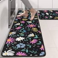 thumbnail image 2 of Kitchen Rugs Sets Of 2,Black Daisy Flower Colorful Blooms Pattern Anti Fatigue Kitchen Mat Rugs Non Slip Washable,Decorative Kitchen Floor Mats for Kitchen,Sink,Laundry,17"x47"+17"x47", 2 of 5