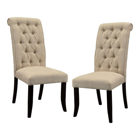 Furniture of America Landon Fabric Side Chair in Ivory and Black (Set of 2)