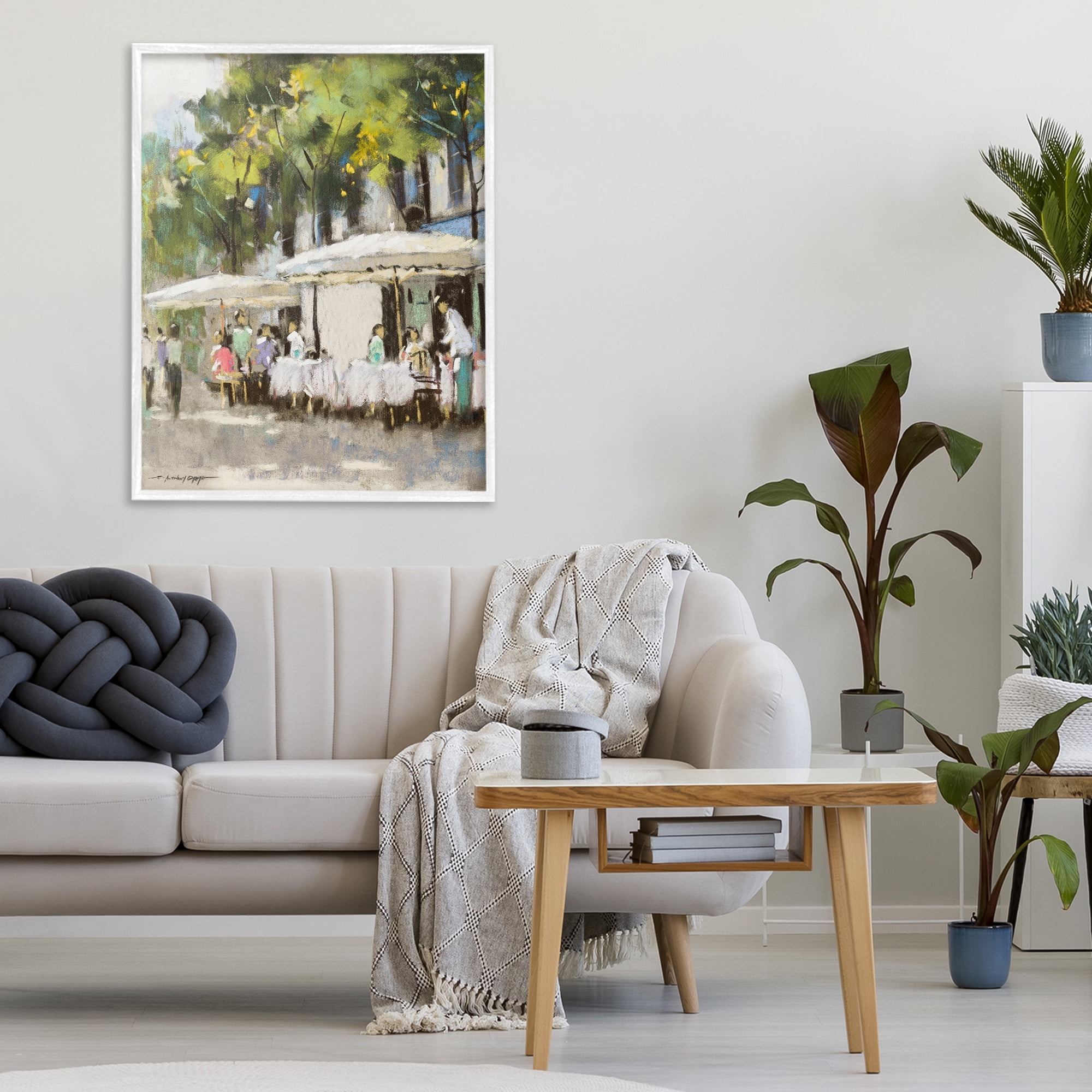 Stupell Industries Sunny Street Cafe Dining White Framed Giclee Art, design by Anthony Orme