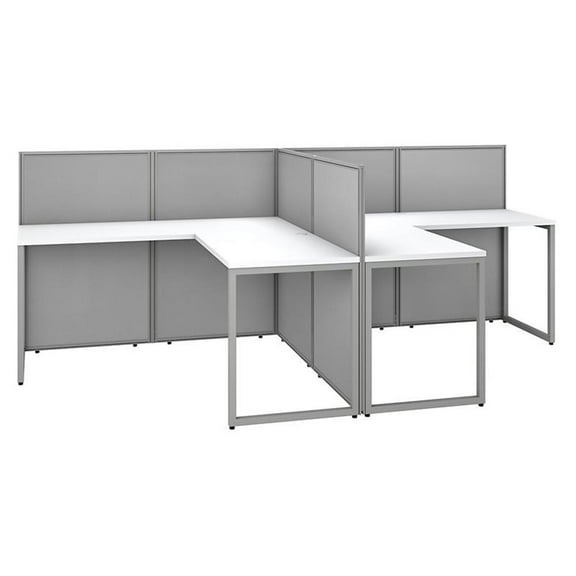 Pemberly Row 2 Person L Shaped Desk with 45H Panels in White - Engineered Wood