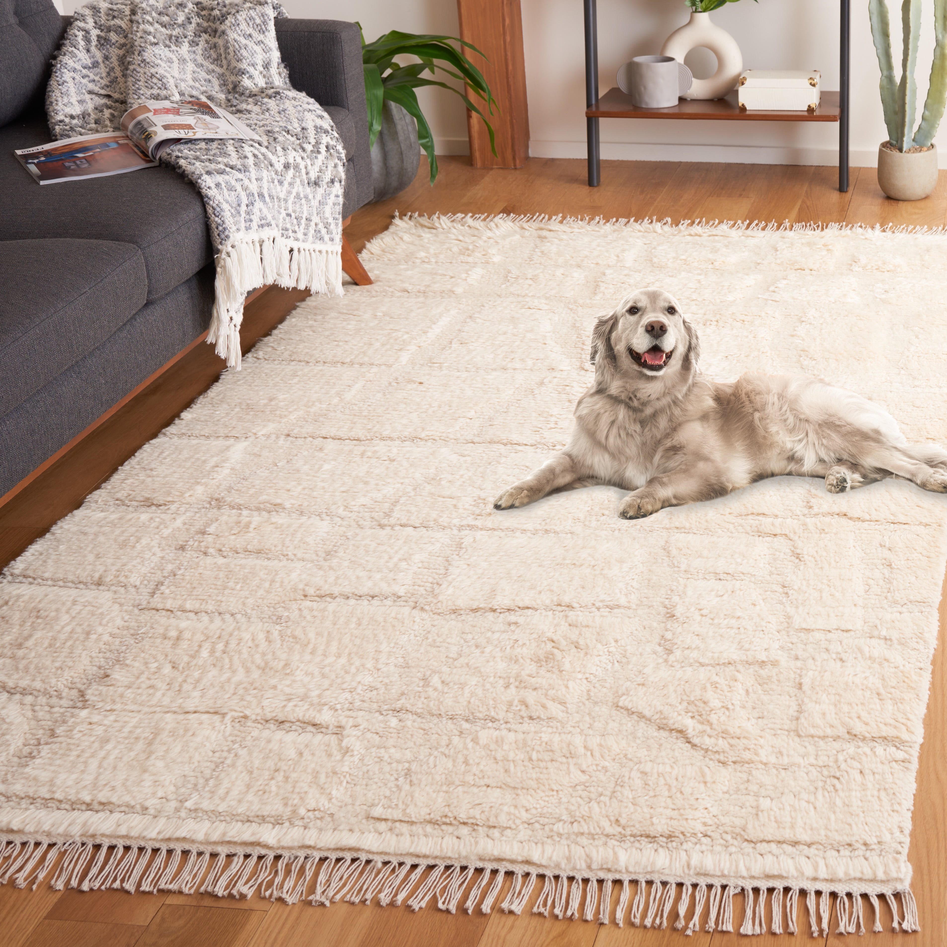 SAFAVIEH Kenya Chanelle Distressed Area Rug, Ivory, 5' x 8'