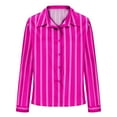 thumbnail image 4 of Wyobmus Women's Button Down Shirts Long Sleeve Dress Shirts Striped Collared Work Office Solid Blouses Slim Tops Hot Pink, 4 of 9