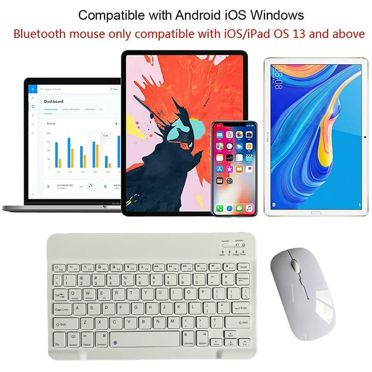 Rechargeable Bluetooth Keyboard and Mouse Combo Ultra-Slim Portable Compact  Wireless Mouse Keyboard Set for Android Windows Tablet Cell Phone iPhone