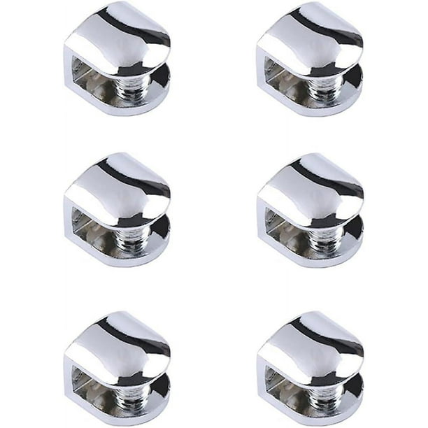 Abrazaderas de vidrio de 6 piezas, abrazaderas de vidrio para espejo, abrazadera de vidrio ajustable para montaje en pared, sujetadores de clip para espejo de baño de aleación de zinc, 19 * 20 * 16 mm
