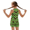 thumbnail image 2 of COEQINE Girls Tankini Set 2 Piece Swimsuit for Ages 6-7 Modest Racerback Bathing Suits with Chest Pads for Little Kid Crewneck Top and Swim Shorts for Beach Pool, Jamaican Flag Geometric, 2 of 8