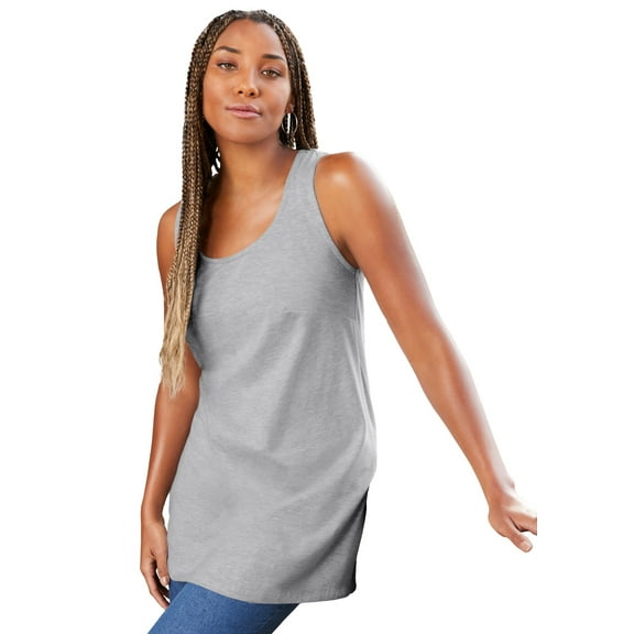 June & Vie Women's Plus Size Scoopneck One   Only Tunic Tank