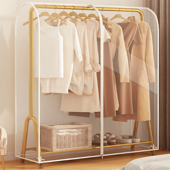 Xhegex 23.6" Clear Garment Rack Cover Dustproof Clothes Rack Cover Clear Garment Bags Waterproof Wardrobe Cover with Durable Zipper for Garment Rack