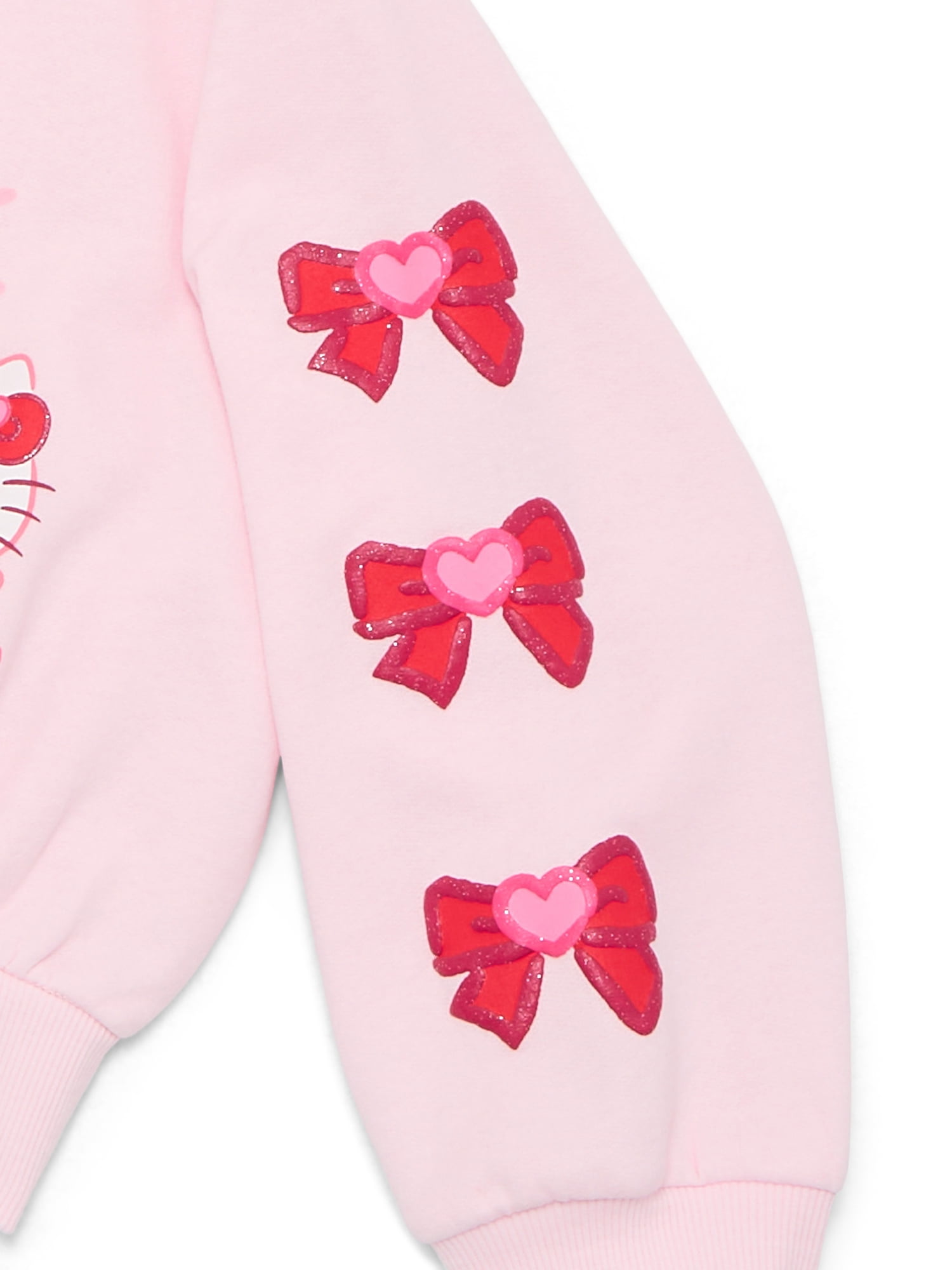 Hello Kitty Girls Valentine's Day Graphic Fleece Crew Pullover, Sizes 4-16