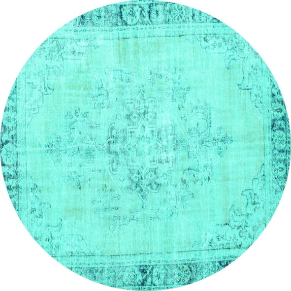 Ahgly Company Indoor Round Persian Turquoise Blue Traditional Area Rugs, 7' Round