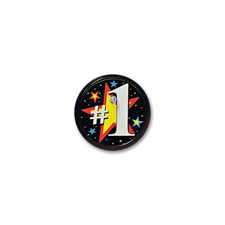 Beistle Pack of 6 Black #1 Blinking Decorative Buttons 2"