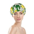 thumbnail image 3 of Kll Lemon1 Pattern Shower Cap & Bath Cap For Women,Reversible Oversized Waterproof Shower Caps For All Hair Lengths,Elastic Reusable Bathing Hair Cap, 3 of 9