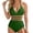 Dark Green, variant on Women's Tummy Control One Piece Swimsuits V Neck Mesh Monokini Swimwear Bathing Suit Plus Size Dark Green XXL