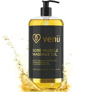 Venu Arnica Sore Muscle Massage Oil - Soothing Blend of Oils - Women, Men & Couples - Warm, Relaxing for Body, Joint Pain, Stress Relief, Pain Relief Lotion for Professional Massage Therapy - 8 fl oz.