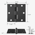 31/2 in Square Corner Door Hinge, 6 Pack Squeak Proof Indoor Interior