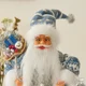 thumbnail image 5 of Muñeco de Papá Noel azul, adornos navideños, muñecos de Papá Noel de peluche, figuras para fiestas navideñas, adornos de mesa para la sala, regalo de Año Nuevo, 5 of 5