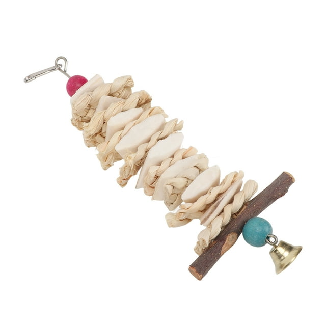 Cuttlefish Bone Toy, Colorful Buckle Design Bird Cuttlebone Toy Hanging Hand Made With Bell For Budgie For African Greys For Parrots