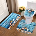 thumbnail image 6 of 3 Piece Bathroom Mat Set Pedestal Rug + Lid Toilet Cover + Floor Carpet Bath Mat Doormat Anti-slip Blue Starfish Home Decor, 6 of 8