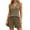 Khaki, variant on Fewfanhot Women's Built-in Bra Tank Pajama Set Striped Sleeveless Top with Elastic Waist Shorts 2 Piece Sleepwear Loungewear