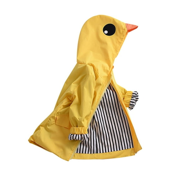 Toddler Baby Boy Girl Duck Rain Jacket Cute Cartoon Yellow Raincoat Hoodie Kids Zipper Coat Fall Winter Outwear School Outfits