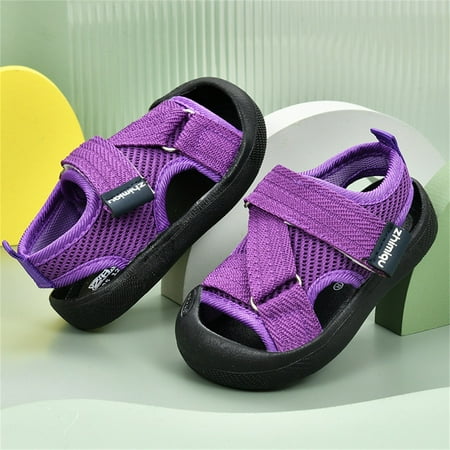 

Hinvhai Summer Printed Sandals for Baby Clearance Casual Breathable Mesh Rubber Sole Non-Slip Soft Sole Outdoor Shoes for Boys Girls Purple 1.5 Years