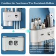 thumbnail image 3 of Double Automatic Toothpaste Dispenser, Electric Toothbrush Holder Wall Mounted for Bathrooms with 2 Toothpaste Squeezer, 2 Magnetic Cups, Storage Drawer and 6 Toothbrush Organizer Slots, 3 of 6