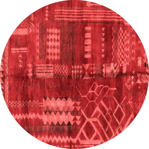 Ahgly Company Indoor Round Oriental Red Modern Area Rugs, 5' Round