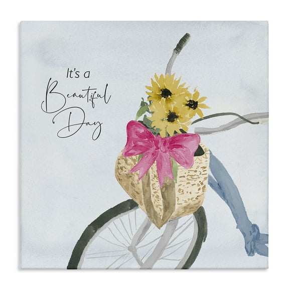 Stupell Industries It's a Beautiful Day Bicycle Transportation Painting Wrapped Canvas Art Print Wall Art, 17 x 17