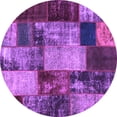 thumbnail image 1 of Ahgly Company Indoor Round Patchwork Purple Transitional Area Rugs, 7' Round, 1 of 4