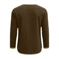 thumbnail image 5 of purcolt Men's Cotton Linen T Shirts Color Block Crew Neck Button Long Sleeve Shirts Athletic Tops for Workout Running Gym, 5 of 6