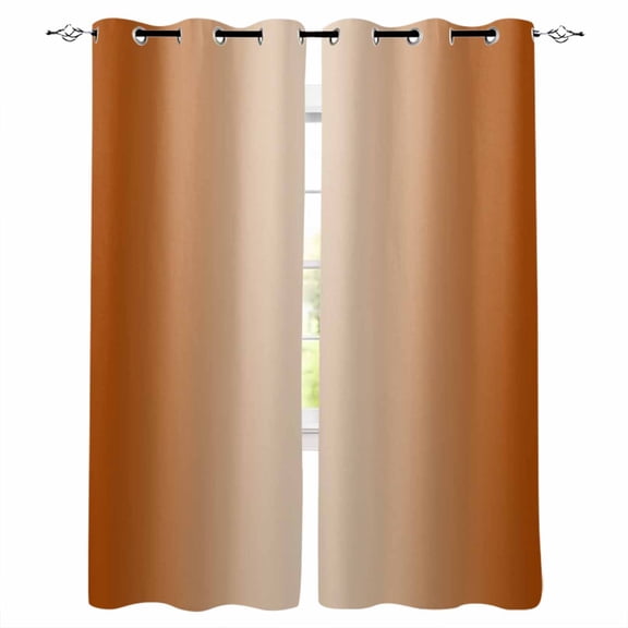 Burnt Orange Ombre Blackout Curtains 72 Inches Long, Modern Gradient Abstract Art Thermal Insulated Black Out Curtains, Darkening Window Curtain Drapes for Bedroom Living Room 52"x72" 2 Panels