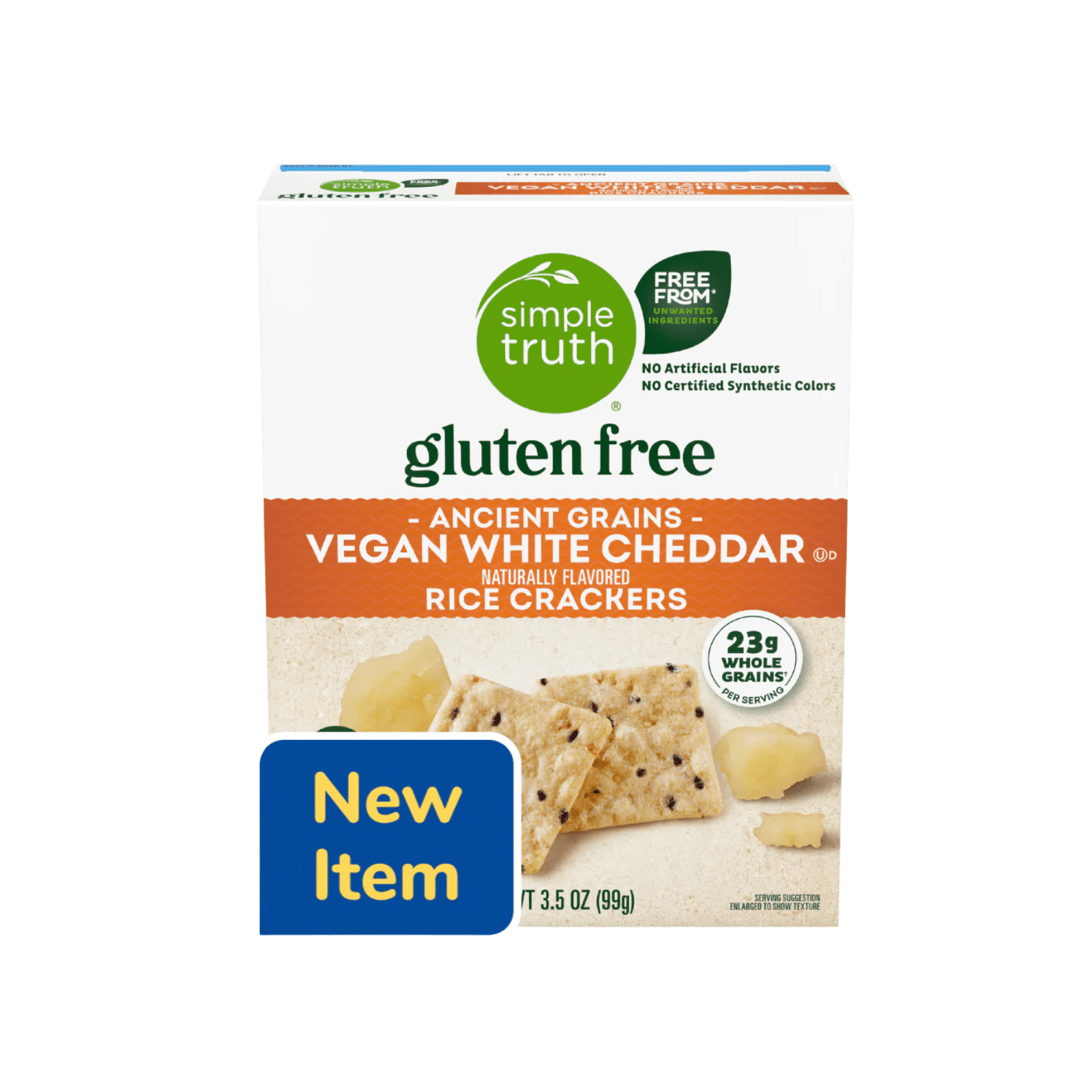Simple Truth Gluten Free Ancient Grains Vegan White Cheddar Rice Crackers , 3.5 oz , 2 Pack + Bonus