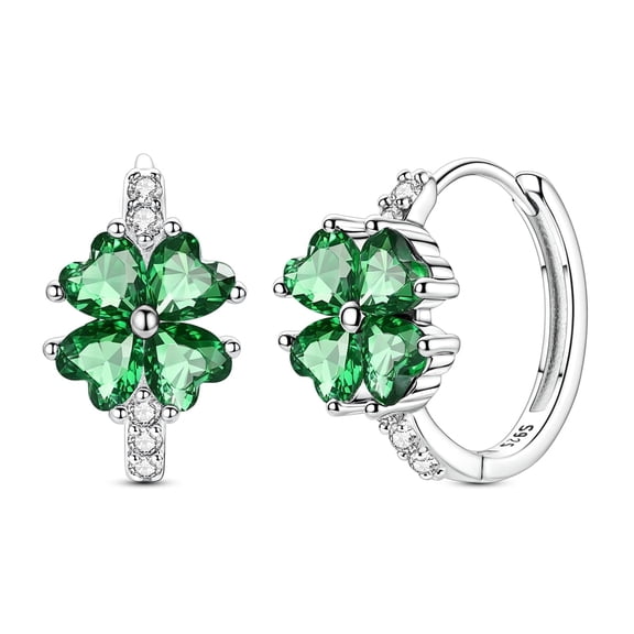 MULA Original 925 Sterling Silver Classic Clover Hoop Earrings Green AAA CZ for Women Jewelry Gift