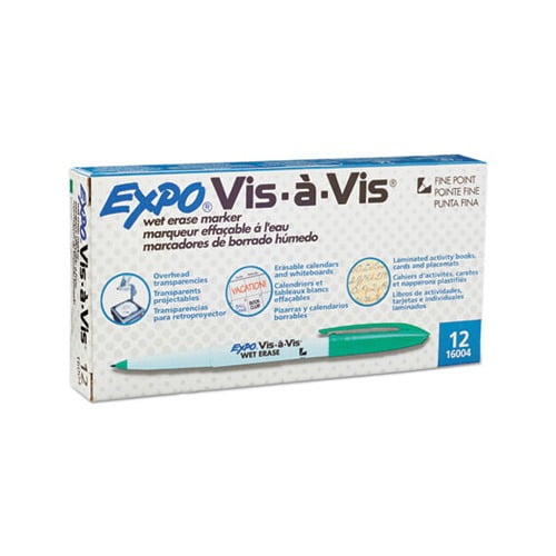 Vis--Vis Wet Erase Marker Fine Bullet Tip, Green, Dozen