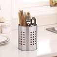 thumbnail image 4 of Cutlery Holder, Stainless Steel Kitchen Utensil Holder Cylinder Draining Organizer Tableware Cage Drying Rack with Round Drain Holes for Forks Knives Spoons Chopsticks Small, 4 of 7