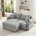 thumbnail image 5 of LUCKHAO Deep Seat Modular Sectional Sofa ,Corduroy Upholstered Oversized Sofa Convertible Sleeper Sofabed ,Storage Space, 2 Movable Ottomans, 2 USB Ports, 2 Cup Holders, Phone Holder, 5 of 27