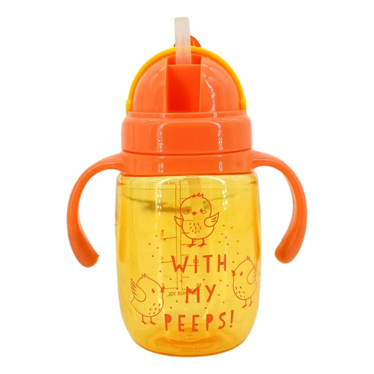 Easter Sippy Cups - Baby Chicks (Set of 2, 12.5 oz Ea) Kids Tumbler with Handles and Soft Flexible Straw, Yellow