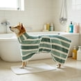 thumbnail image 6 of Striped Dog Bathrobe S Quick Dry Absorbent Pet Towel with Adjustable Belly Band,Green, 6 of 8