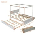 thumbnail image 2 of [Luckynote] Wood Canopy Bed with Trundle Bed and two Drawers ,Full Size Canopy Platform bed With Support Slats .No Box Spring Needed, Brushed White, 2 of 9