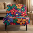 thumbnail image 2 of HELLHERO Stain Protection Armless Accent Chair Cover for Dining Room, Comfortable Armless Accent Chair Cover Protector, Retro Colourful Pop Floral, 2 of 8