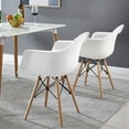 thumbnail image 2 of Costway Set of 2 Mid Century Modern Molded Dining Arm Side Chair Wood Legs White New, 2 of 11
