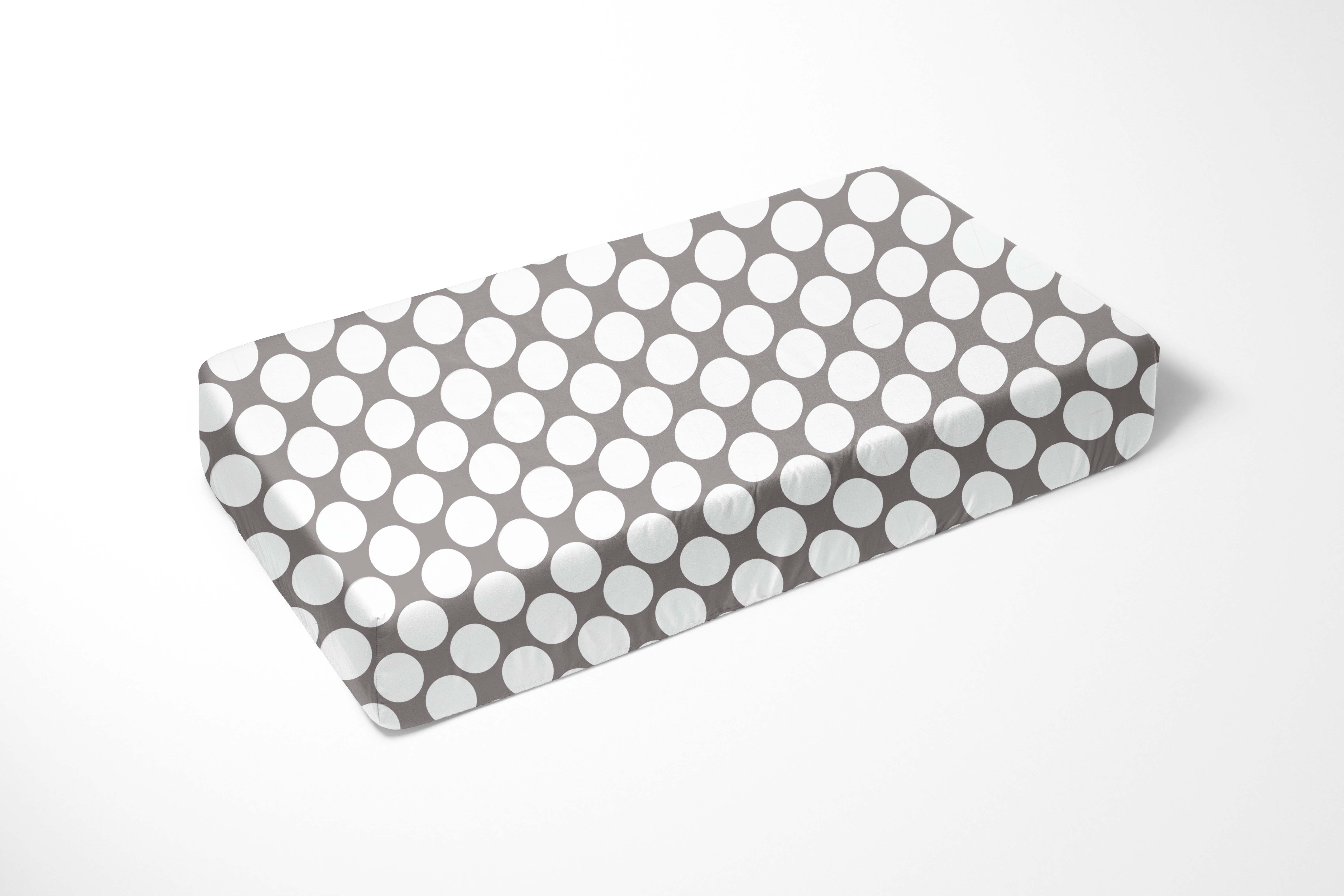 Bacati - MixNMatch Large Dots Crib/Toddler Bed Fitted Sheets 100% Cotton Percale, Grey, 2-Pack