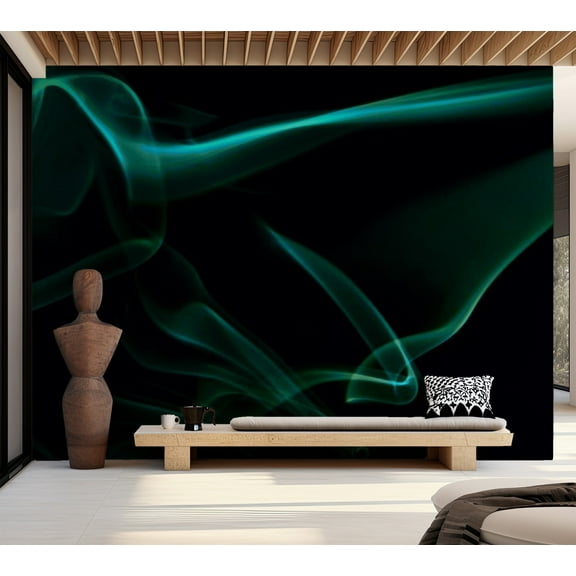 Tiptophomedecor Abstract Wallpaper Wall Mural - Blue Smoke Waves