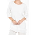 thumbnail image 4 of Blusa de lino corte asimetrico Roman Fashion /Juvenil, 0340 (Blanco) blanco M, 4 of 5