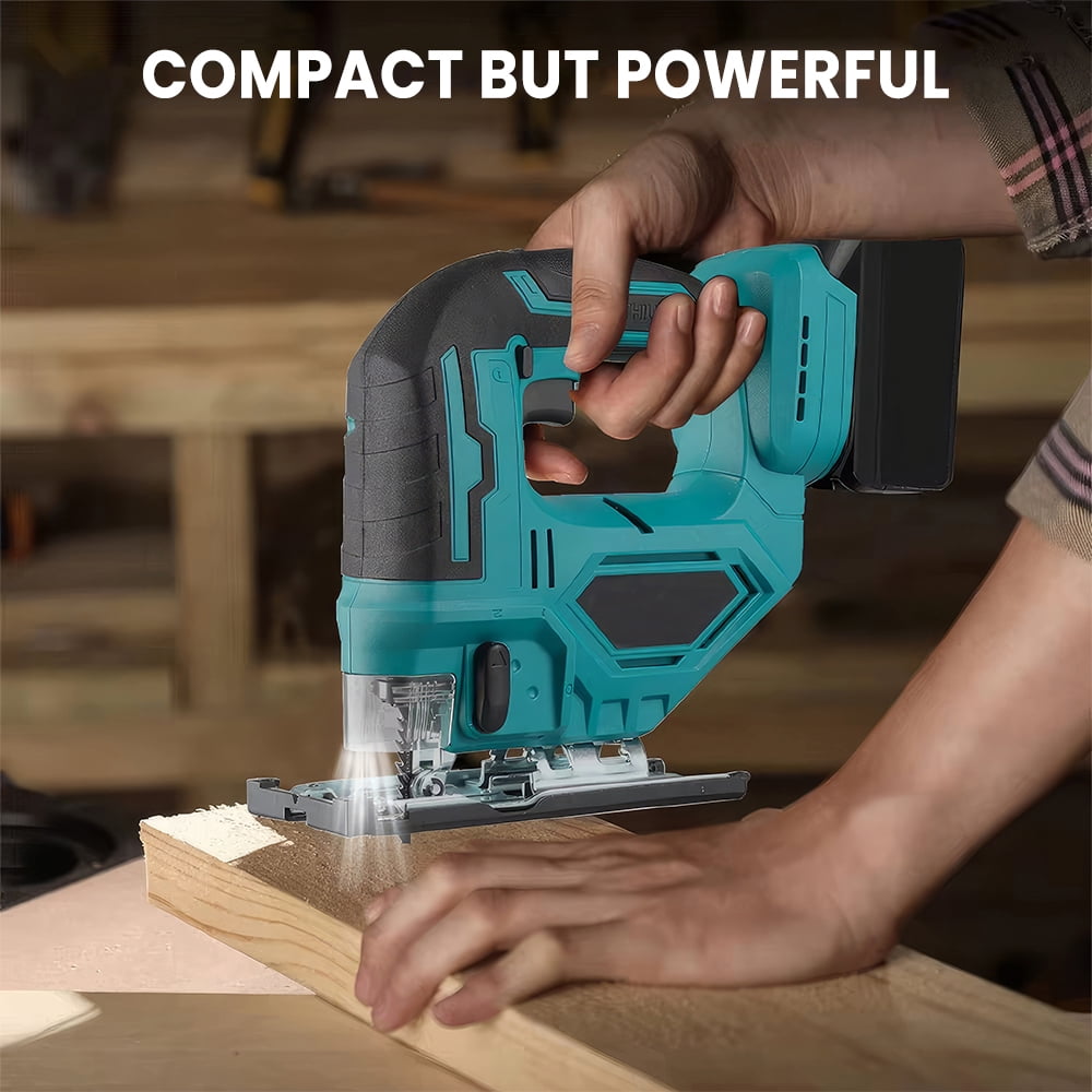 Cordless Jig Saw 21V, Electric Jigsaw Tool with tow 10× 1300mAh Batteries, 2700RPM Variable Speed for Wood Cutting, 0°-45° Bevel Cuts, LED Light, 3 Orbital Settings for Straight/Curve/Circle Cutting
