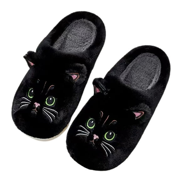 Women's Fuzzy Memory Foam Slippers Mens Warm Cute Animal House Slippers Anti-Skid Rubber House Shoes