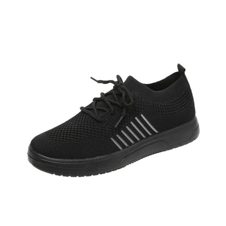 

Hinvhai Clearance Sport Shoes for Women Women Lace Up Sneakers Color Solid Color Shoes Plus Size Sports Shoes Black 4.5(35)