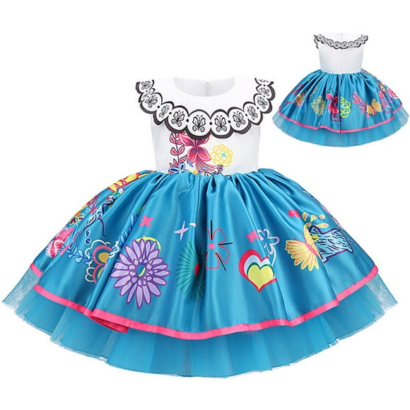 Mirabel Costume pour Tout-Petit Robe en Maille Imprimée Isabella Costume d'Halloween Cosplay