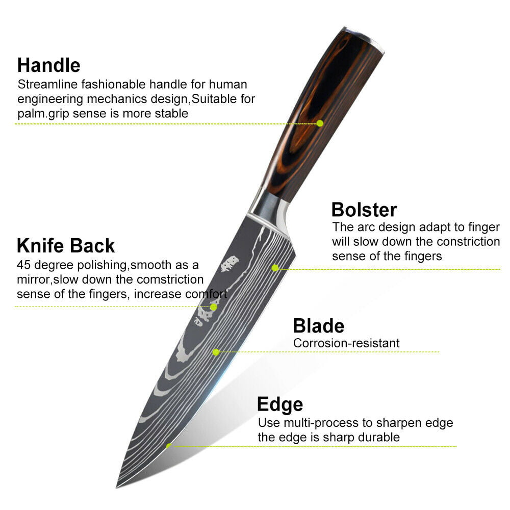 OLULU 8 inch Chef Knife, Razor Sharp Kitchen Knife with Protective Knife  Sheath, Razor Sharp Slicing Knife with Ergonomic Handle, German Stainless
