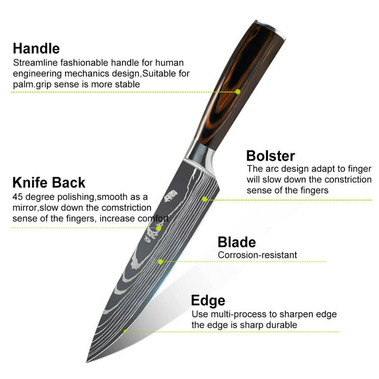 Saken 8-Inch Chef's Knife - High-Carbon German Steel Chef Knife with  Ergonomic Wooden Handles - Professional Multipurpose Kitchen Knife for  Slicing